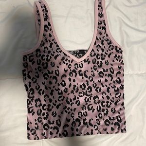 Pink Cheetaprint Cropped Tanktop